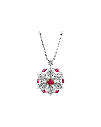 Graff 18k 7.40 Ct. Tw. Diamond & Ruby Snowflake Pendant Necklace (authentic )