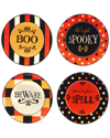 Certified International Spooky Halloween Set Of 4 Canape Plates, Service For 4
