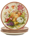 Certified International Harvest Blessings Set Of 4 Dinner Plate Service For 4