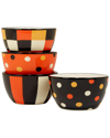 CERTIFIED INTERNATIONAL CERTIFIED INTERNATIONAL SET OF 4 SPOOKY HALLOWEEN ICE CREAM BOWLS