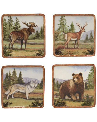 CERTIFIED INTERNATIONAL CERTIFIED INTERNATIONAL SET OF 4 MOUNTAIN SUMMIT CANAPE PLATES