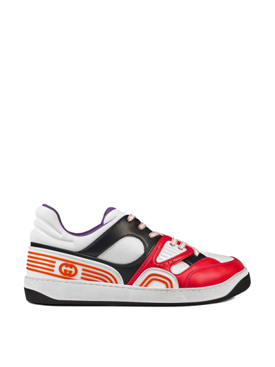 Gucci Basket Rubber-trimmed Demetra Trainers In Red