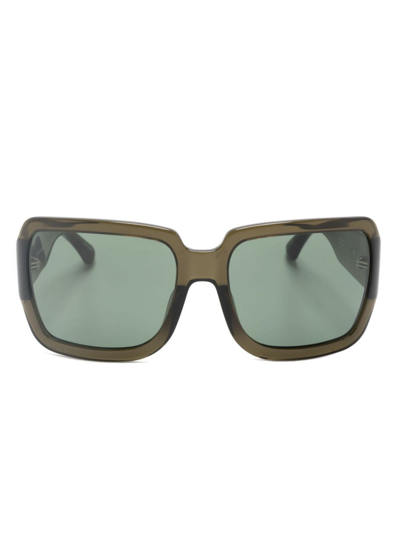 Linda Farrow Oversize Square-frame Sunglasses In Green