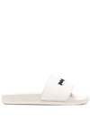 Palm Angels 20mm New Logo Rubber Pool Slides In Neutrals