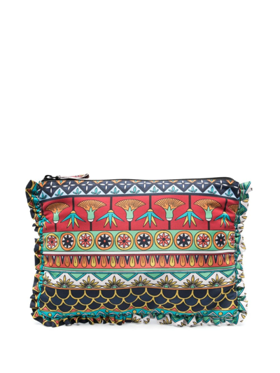 La Doublej Graphic-print Hand Pochette Clutch Bag In Blue