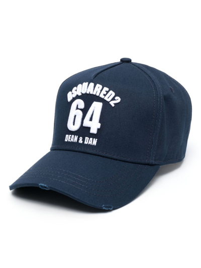 Dsquared2 Logo-embroidered Cotton Cap In Navy