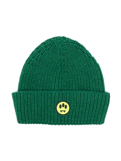 Barrow Kids' Logo-patch Knitted Beanie In Green