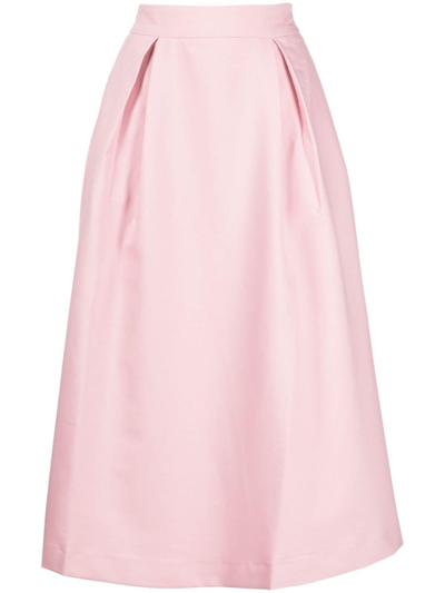 B+ab Pleated Twill Midi Skirt In Pink