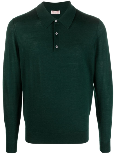Fursac Button-up Wool Jumper In Green