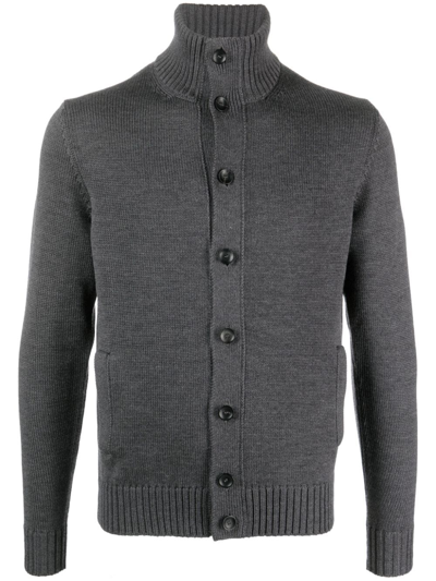 ZANONE FUNNEL-NECK RIBBED-KNIT CARDIGAN