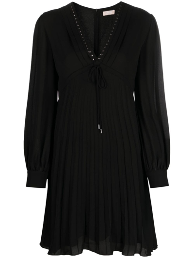 Liu •jo Stud-embellished Pleated Midi Dress In Black