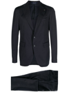 Tagliatore Brooch-detail Single-breasted Suit In Blue