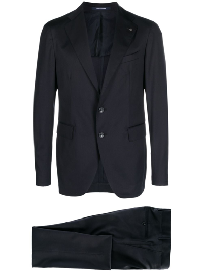 Tagliatore Brooch-detail Single-breasted Suit In Blue