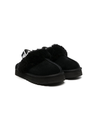 Ugg Kids' Funkette Shearling Slippers In Black