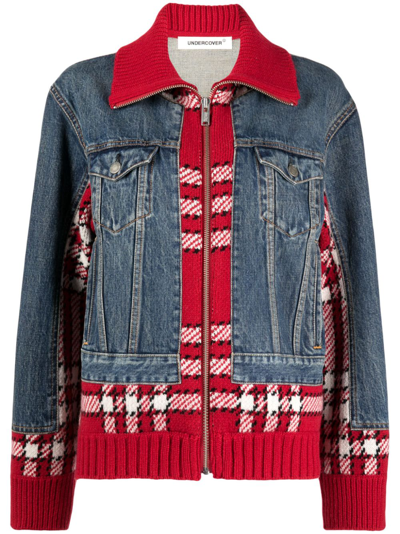 Undercover Hybrid Zip-up Denim Jacket In Red