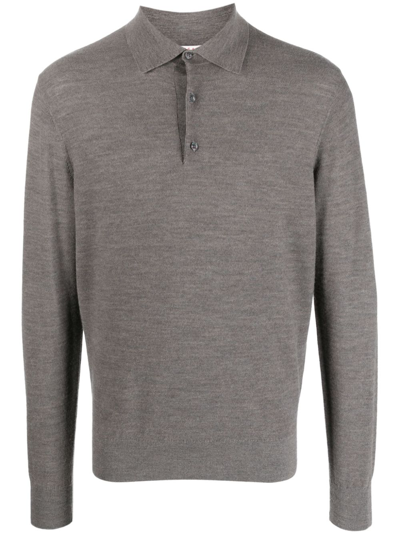 Fursac Button-up Fine-knit Jumper In Grey