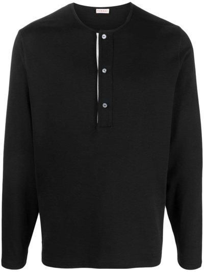 Fursac Button-up Jersey-knit Jumper In Black