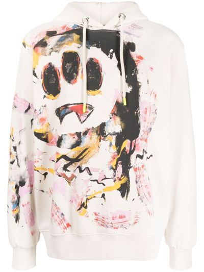 Barrow Graphic-print Cotton Hoodie In Neutrals