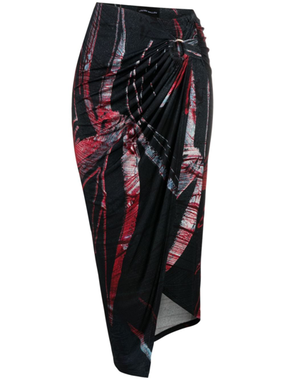 Louisa Ballou Graphic-print Asymmetric Midi Skirt In Grey