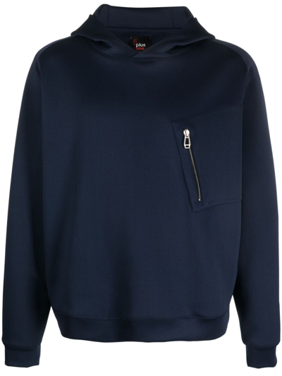 Kiton Zip-pocket Long-sleeve Hoodie In Blue