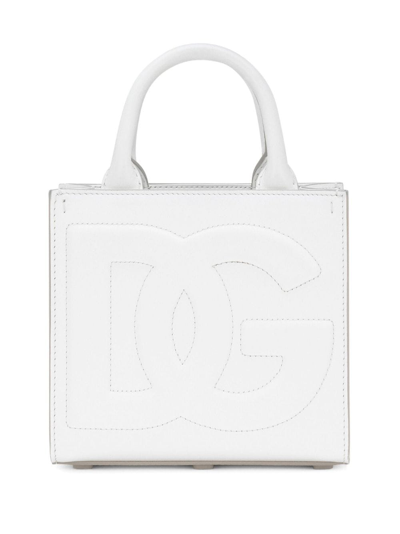 Dolce & Gabbana Dg Daily Leather Tote Bag In White