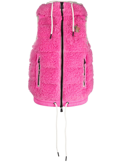 Moncler Teddy Down Gilet In Pink