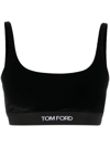 Tom Ford Logo Stretch Velvet Bra In Black
