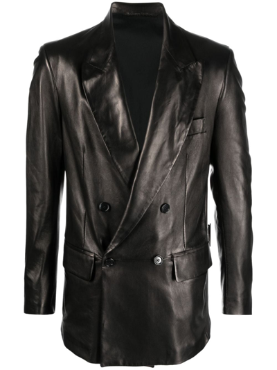 Salvatore Santoro Double-breasted Leather Jacket In Black