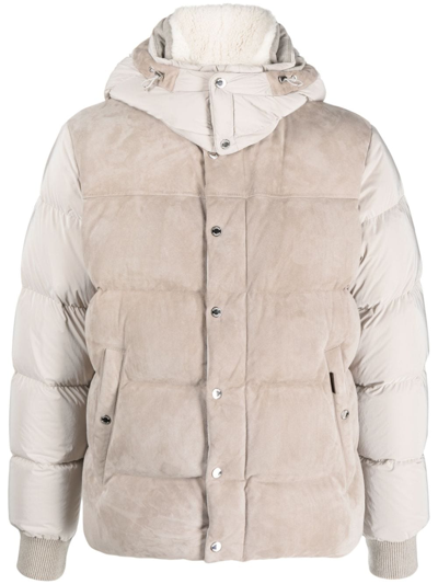 Moorer Jake-uro Sude Puffer Jacket In Pearl