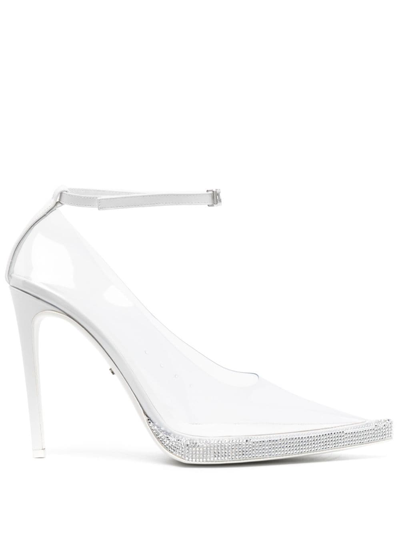 Gcds 125mm Crystal-embellished Leather Pumps In White