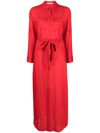 ALICE AND OLIVIA BELTED LINEN MAXI SHIRTDRESS