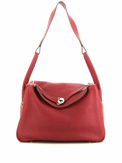 Pre-owned Hermes  Lindy 34 Leather Handbag In Red