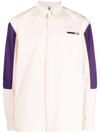 Oamc Logo-patch Cotton Shirt In Neutrals