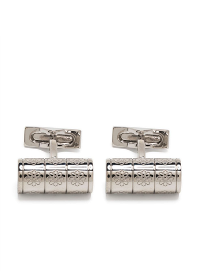 St Dupont Logo-engraved Lacquered Cufflinks In Silver