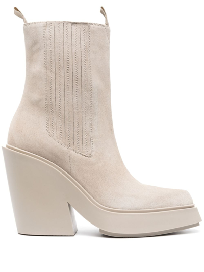 Vic Matie 120mm Pointed-toe Suede Boots In Neutrals
