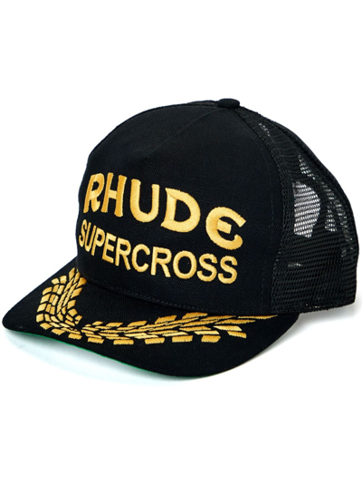 Rhude Supercross Trucker Canvas Cap In Black