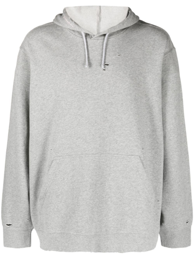 Givenchy Distressed Cotton Jersey Hoodie In Grey