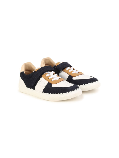 Chloé Kids' Leather Panelled Trainers In Neutrals