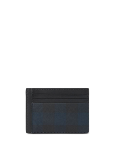 Burberry Check-pattern Clip Card Holder In Blue