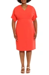 London Times V-neck Dolman Sleeve Sheath Dress In Fire