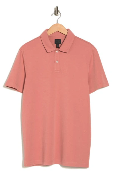 14th & Union Solid Interlock Polo In Pink Rosebush