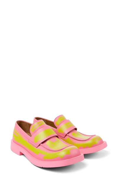 Camperlab Mil 1978 Leather Loafers In Pink/ Yellow