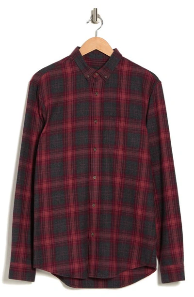 14th & Union Grindle Trim Fit Flannel Shirt In Navy- Red Cascade Plaid