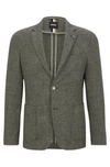 Hugo Boss Micro-pattern Slim-fit Jacket In A Cotton Blend In Light Green