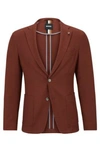 Hugo Boss Micro-pattern Slim-fit Jacket In A Cotton Blend In Red