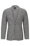Hugo Boss Micro-pattern Slim-fit Jacket In A Cotton Blend In Silver