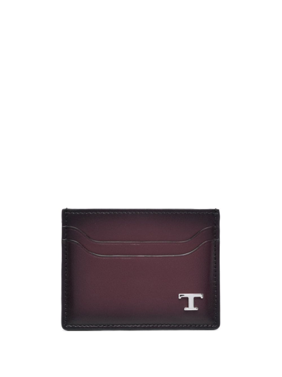 Tod's Logo-plaque Credit Card Holder In Purple