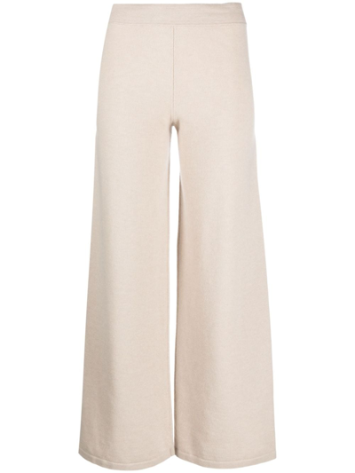 Gentry Portofino Cropped Wide-leg Knitted Trousers In Neutrals