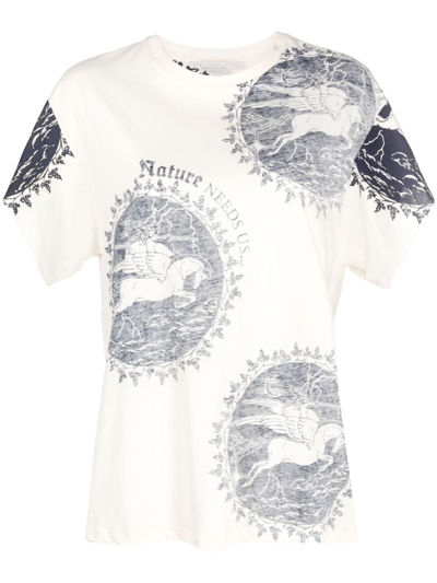 Stella Mccartney Eco Warrior Stamp Print Regenerative Cotton T-shirt In Natural