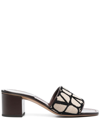 Valentino Vlogo Signature Block-heel Mules In Brown